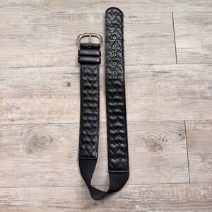 Betsey Johnson Black Heart Embossed Belt Women’s M/L 30-32 Y2K Punk Goth Cute